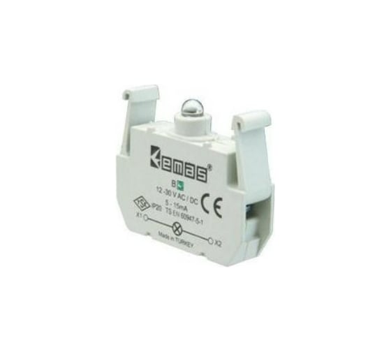 Изображение товара Блок-контакт Emas подсветки B6 с красным светодиодом, серия B, 12-30В AC/DC B6