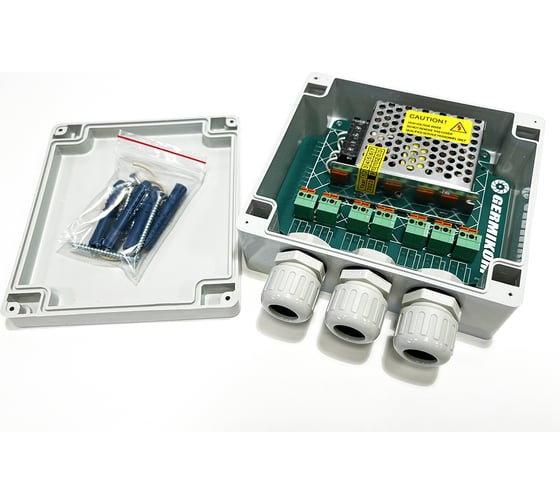 Изображение товара Блок питания GERMIKOM 12В 3.05А уличный герметичный под гофру 16мм Germikom M-3000 PRO16