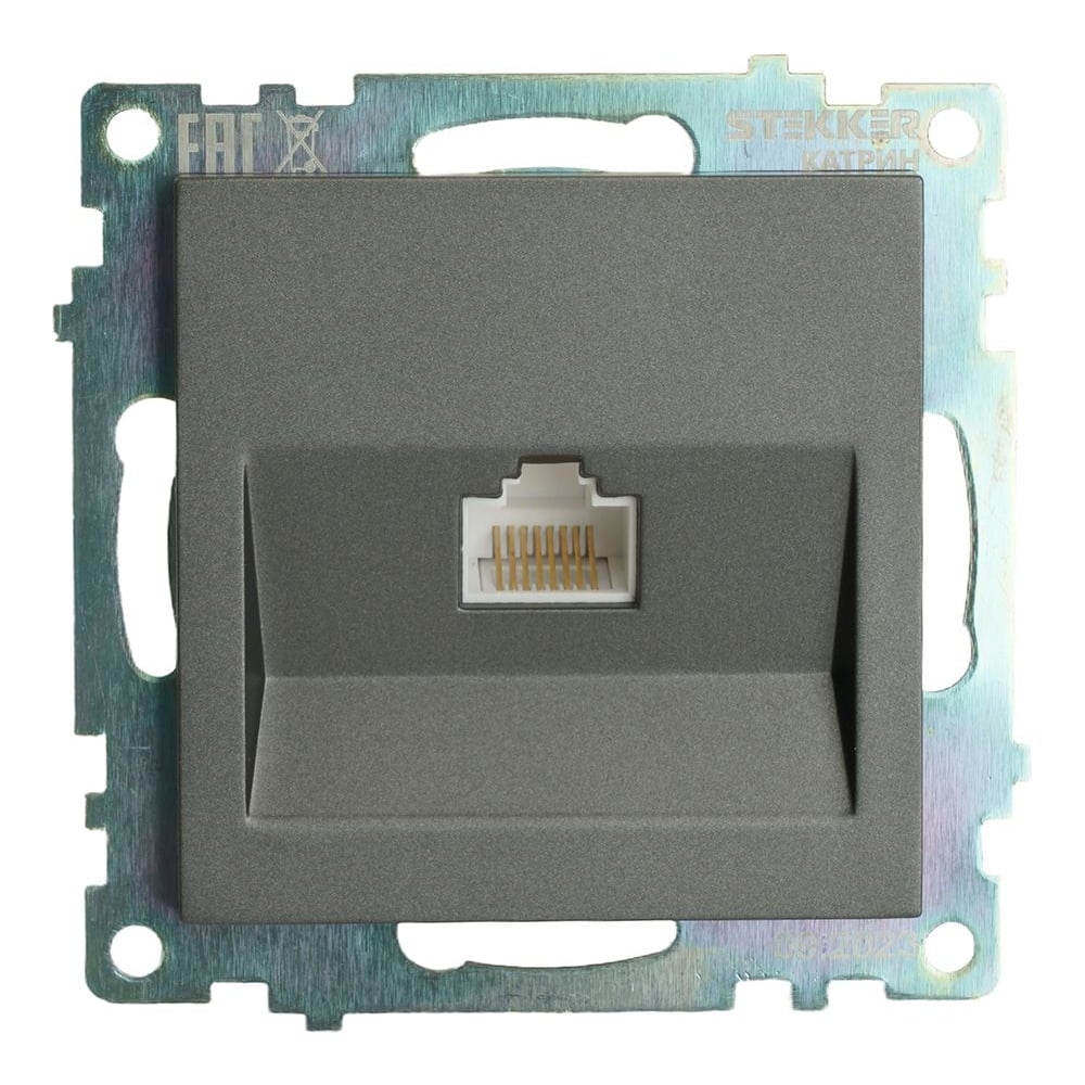 Изображение товара Розетка компьютерная 1-местная rj-45 (механизм) STEKKER, серия катрин, графит, gls00-7107-06, 49418