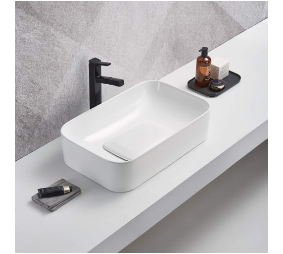 Изображение товара Раковина накладная Weltwasser WW ELBACH 78575-50 GL-WT глянцевая белая, 505x380x150 мм 10000008697