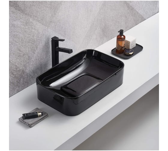 Изображение товара Раковина накладная Weltwasser WW ELBACH 78575-50 MT-BL матовая черная, 505x380x150 мм 10000008701