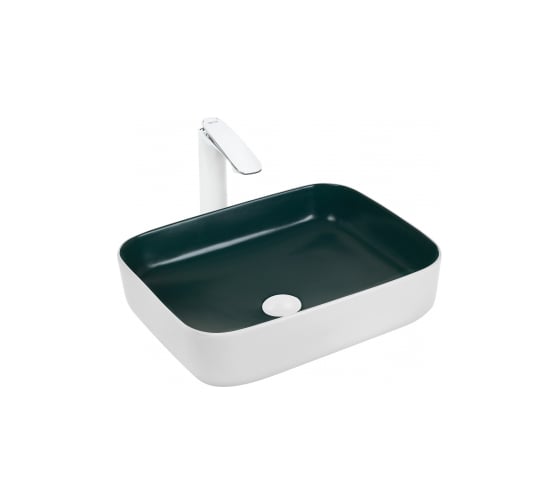 Изображение товара Раковина накладная Weltwasser WW ELBACH M2195 WG белая, зеленая, 500x390x140 10000005602