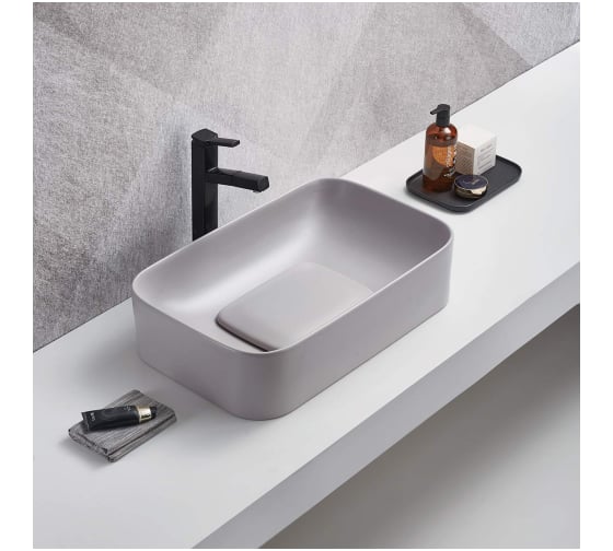 Изображение товара Раковина накладная Weltwasser WW ELBACH 78575-50 MT-GR матовая серая, 505x380x150 мм 10000008700