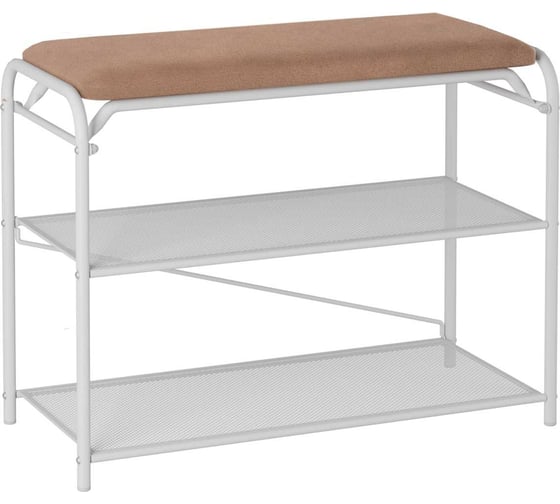 Изображение товара Подставка для обуви ЗМИ Гранада 23_НБК с сиденьем ткань нубук белый ПДОГ23СНБК Б