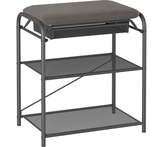 Изображение товара Подставка для обуви ЗМИ Гранада 13В_НБК с сиденьем и ящиком ткань нубук графит ПДОГ13ВНБК Гр