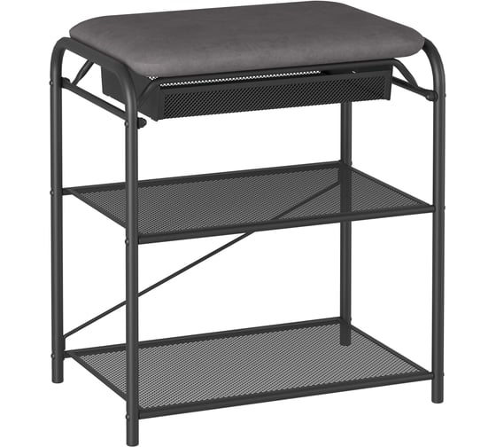 Изображение товара Подставка для обуви ЗМИ Гранада 13В_НБК с сиденьем и ящиком ткань нубук черный ПДОГ13ВНБК Ч