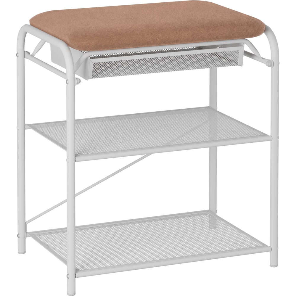 Изображение товара Подставка для обуви ЗМИ Гранада с сиденьем и ящиком, белая