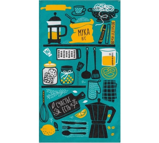 Изображение товара Кухонное полотенце Доляна Счастье есть 35x60 см, 100% хлопок, 160 г/м2 4136462