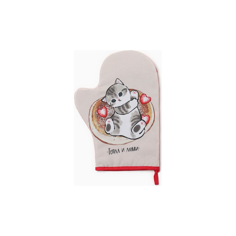 Изображение товара Варежка-прихватка Доляна Котик 20x28 см, 35% хлопок, 65% полиэстер, ватин 250 г/м2 9927467