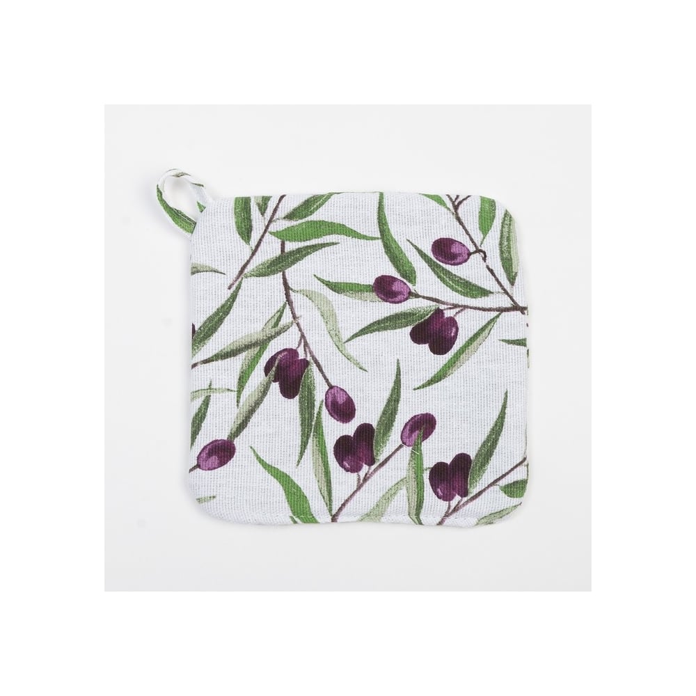 Изображение товара Прихватка Доляна Olives 19x19 см хлопок ватин белая зеленая