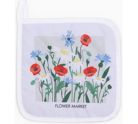 Изображение товара Прихватка Доляна Полевые цветы 17х17 см, 35% хлопок, 65% полиэстер, ватин 250 г/м2 9927519