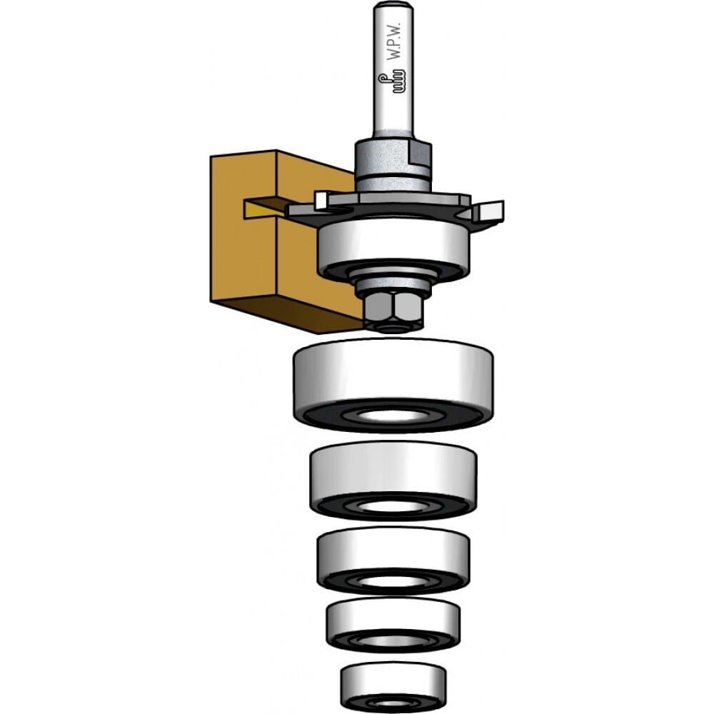 Изображение товара Оправка крепление гайка, хвостовик 12 мм для дисковых фрез серии n с 5 подшипниками WPW NS79052