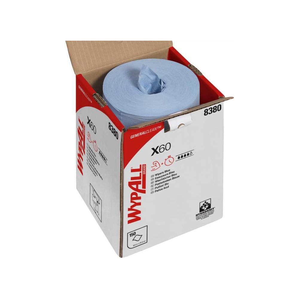 Изображение товара Профессиональные салфетки Kimberly-Clark WYPALL X60 Multibox 150 шт голубые