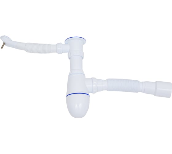 Изображение товара Сифон для мойки Unicorn, прикручивающийся выпуск 1 1/2" (Ø 40), круглый перелив, нержавеющая чашка, винт 6x40, отвод в канализацию Ø40ר40/50 В423