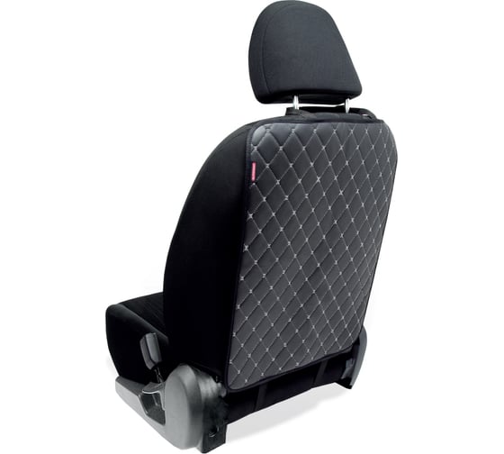 Изображение товара Накидка AUTOPROFI Кикмат BASIC лицевая сторона полиуретан + 3 мм поролон с вышивкой, задняя часть полиэстер, размер 60x45 см, 1 шт. чёрн./серый KIK-800 BK/GY