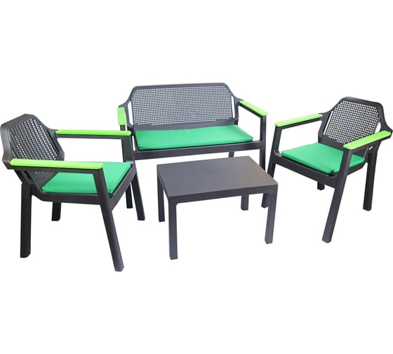 Изображение товара Набор мебели Архимед EASY COMFORT color, диван, 2 кресла, стол венге/зеленый Р6037ВЗ