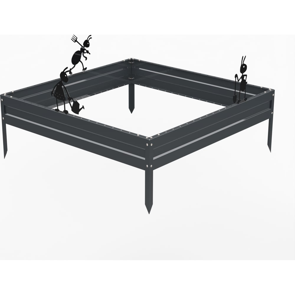 Изображение товара Грядка Металекс Series KitGarden 1x1, металлическое ограждение для грядки, 1000 мм, серое