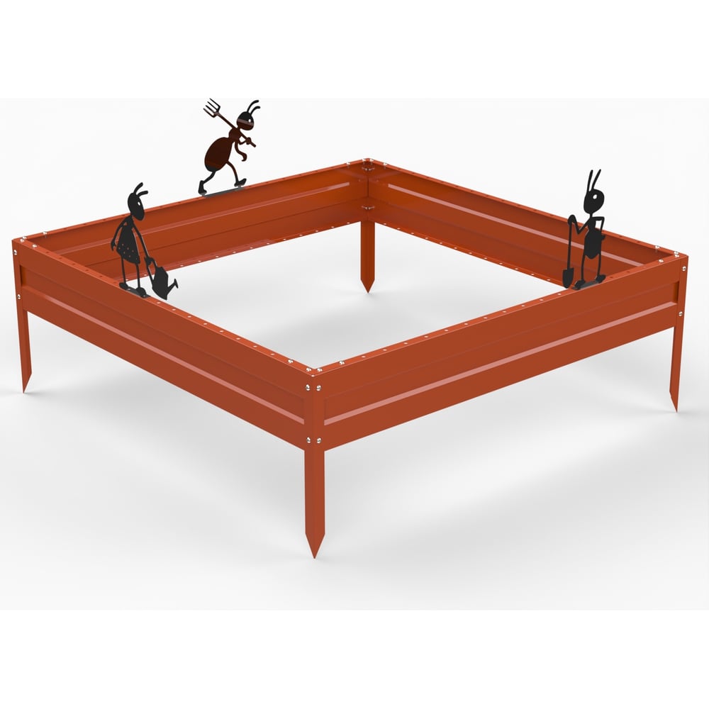 Изображение товара Грядка металлическая KitGarden 1x1 м, разборная, оранжевая