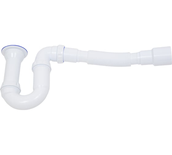 Изображение товара Сифон для тюльпана прямоточный Unicorn литой выпуск 1 1/2" (Ø 40), нержавеющая чашка, винт 6x85, гибкое соединение Ø40x40/50 Y120