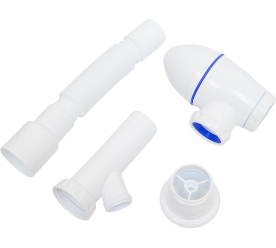 Изображение товара Сифон для тюльпана, умывальника Unicorn, прикручивающийся выпуск 1 1/2" (Ø 40),отвод для стиральной машины, пластиковая чашка, винт 6x85, гибкое соединение Ø40x40/50 А320VP