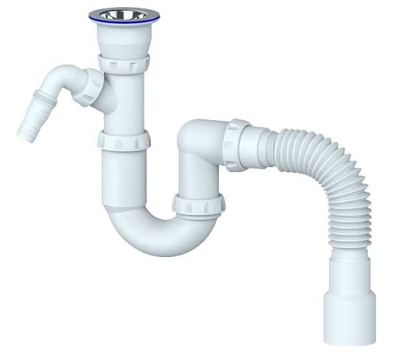 Изображение товара Сифон для тюльпана прямоточный отвод для стиральной машины Unicorn, прикручивающийся выпуск 1 1/2" (Ø 40), нержавеющая чашка, винт 6x85, гибкое соединение Ø40x40/50 Y320V