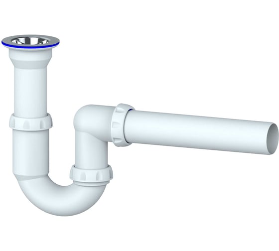 Изображение товара Сифон для тюльпана прямоточный Unicorn литой выпуск 1 1/2" (Ø 40), нержавеющая чашка, винт 6x85, отвод Ø40 Y110