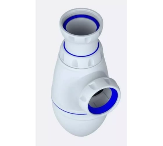 Изображение товара Сифон для двойной мойки Unicorn универсальный прикручивающийся выпуск 1 1/2" (Ø40) жесткое соединение, круглый перелив, отвод для стиральной машины, гибкий отвод в канализацию Ø40×40/50винты 6×40 B741V