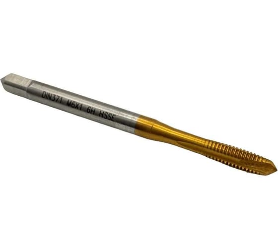 Изображение товара Метчик TORNERI М 6х1 HSSE 6H DIN371 TiN для сквозных отверстий 036410