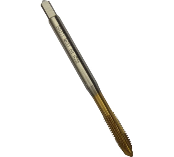 Изображение товара Метчик TORNERI М 6х1 HSSE 6H DIN371 TiN для сквозных отверстий 036410