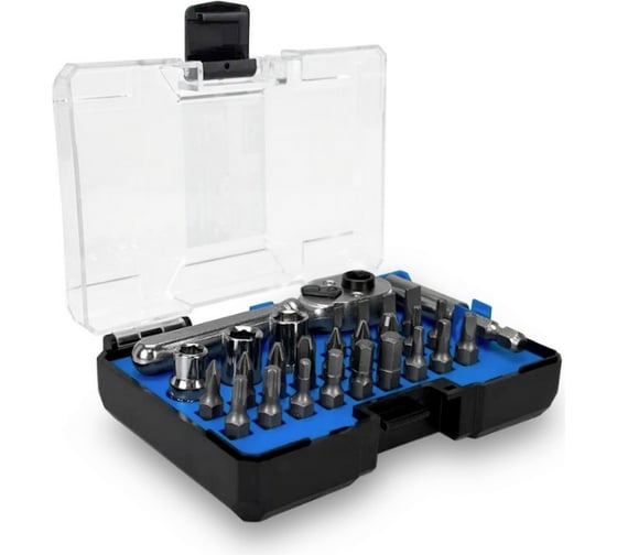 Изображение товара Набор бит vertextools 27 предметов, трещотка, адаптер, головки 0033-27