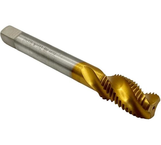 Изображение товара Метчик TORNERI машинно-ручной М16х2.0 DIN376 для глухих отверстий с винтовой канавкой с покрытием TiN HSSE 036398