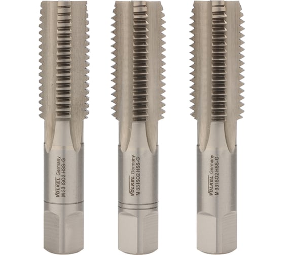 Изображение товара Метчик VOLKEL М33 шаг 3.5мм комплект из 3-х шт. DIN352 HSS-G V27380