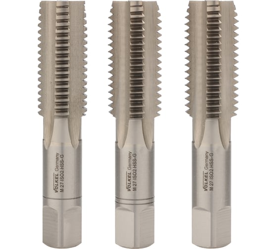 Изображение товара Метчик VOLKEL М27 шаг 3.0мм комплект из 3-х шт. DIN352 HSS-G V27376