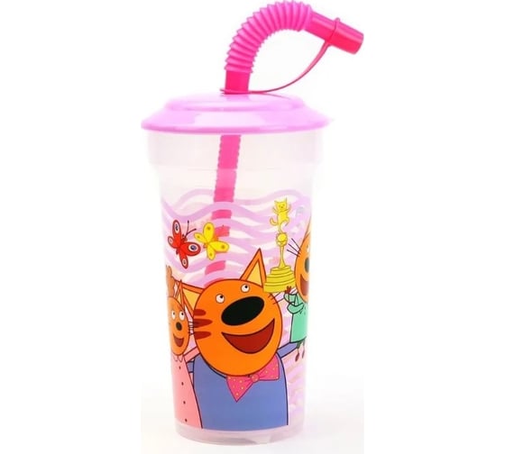 Изображение товара Стакан ND Play с трубочкой, 420 мл, Три кота, дизайн 1 307840