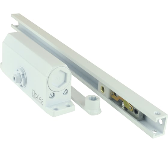 Изображение товара Дверной доводчик со скользящей тягой и фиксацией Hold Open DORF SLIDE_8223 80 кг, белый DORF_SLIDE_L8223_white