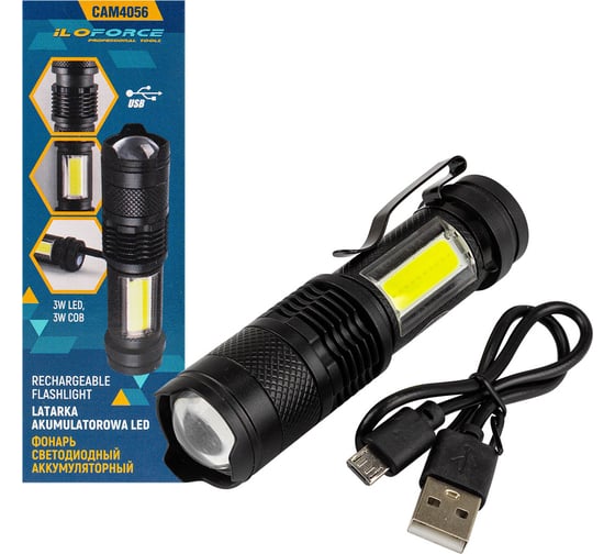 Изображение товара Фонарь светодиодный аккумуляторный iLOFORCE IF-CAM4056(58487)