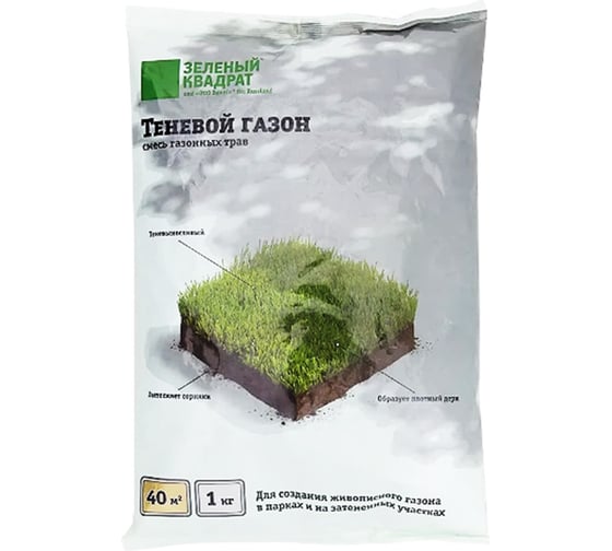 Изображение товара Семена газона Зеленый Квадрат Теневой 1 кг для создания газона на затененных участках 4607160331195