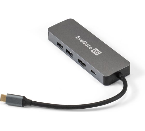 Изображение товара Док-станция ExeGate 5-в-1 DUB-21C PD HL кабель-адаптер USB Type-C -- 2xUSB3.0 + PD 100W + HDMI 4K@60Hz + Lan RJ45 10 100 1000Mb, Plug&Play, корпус алюминиевый, ц 293982