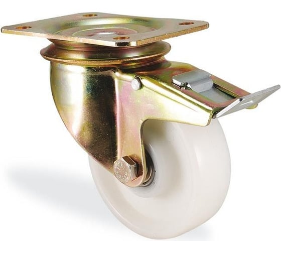 Изображение товара Большегрузная полиамидная поворотная колесная опора с тормозом, 150 мм KAMA K-4102-RPR-150-F18