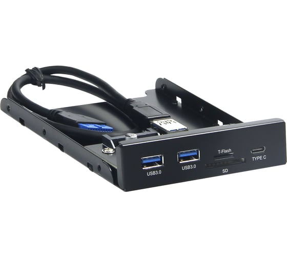 Изображение товара Планка Gembird USB 3.0 на переднюю панель 3.5", 2 порта USB и порт Type-C, SD+TF, коробка, FP3.5-USB3-2A1C-CR