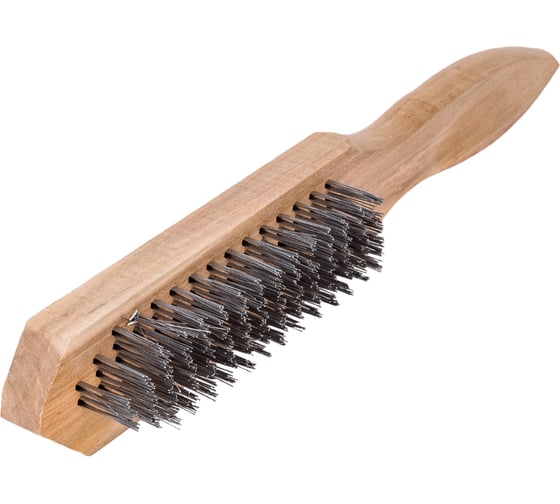 Изображение товара Металлическая щетка Политех 6-рядная, деревянный корпус, 2120006