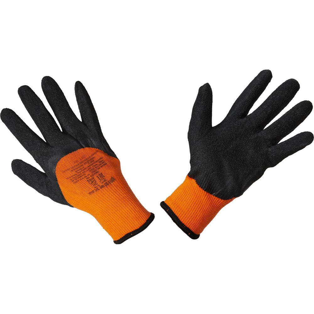 фото Нейлоновые перчатки элит-профи с латексным покрытием 3/4, оранжевые/черные 9 l1201 9