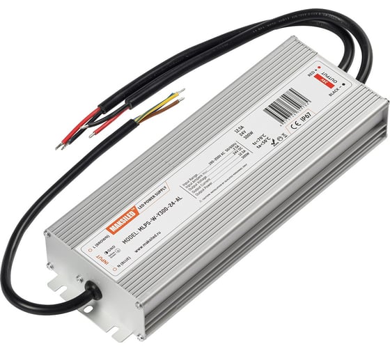 Изображение товара Блок питания MAKSILED 24В, 300Вт, IP67, 12.5А, 257x90x40мм, металл, MLPS-W-Y300-24-AL