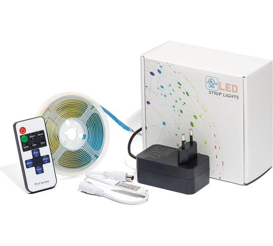 Изображение товара Светодиодная лента MAKSILED 3м, 24В, 8Вт/м, 320д/м, IP20, 3000К, с пультом, ML-R320-COB-KIT-WW