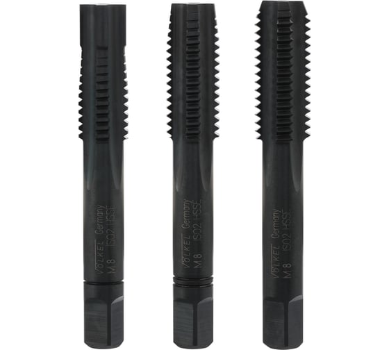 Изображение товара Метчик с направляющей цапфой VOLKEL М 8 шаг 1.25мм комплект из 3-х шт. DIN352 HSSE-VAP V57742