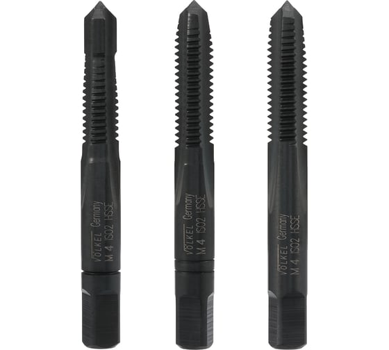 Изображение товара Метчик с направляющей цапфой VOLKEL М 4 шаг 0.7мм комплект из 3-х шт. DIN352 HSSE-VAP V57730