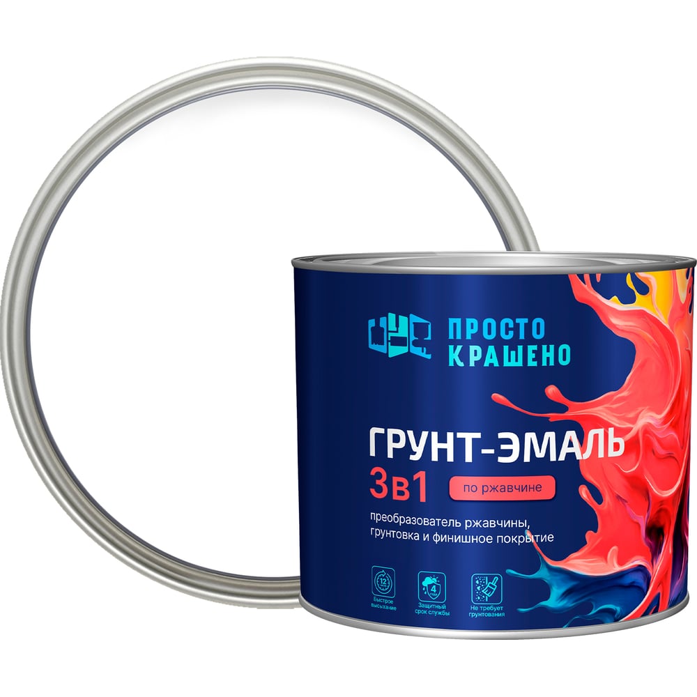 Изображение товара Грунт-эмаль по ржавчине ПРОСТОКРАШЕНО 3в1 белая 85162