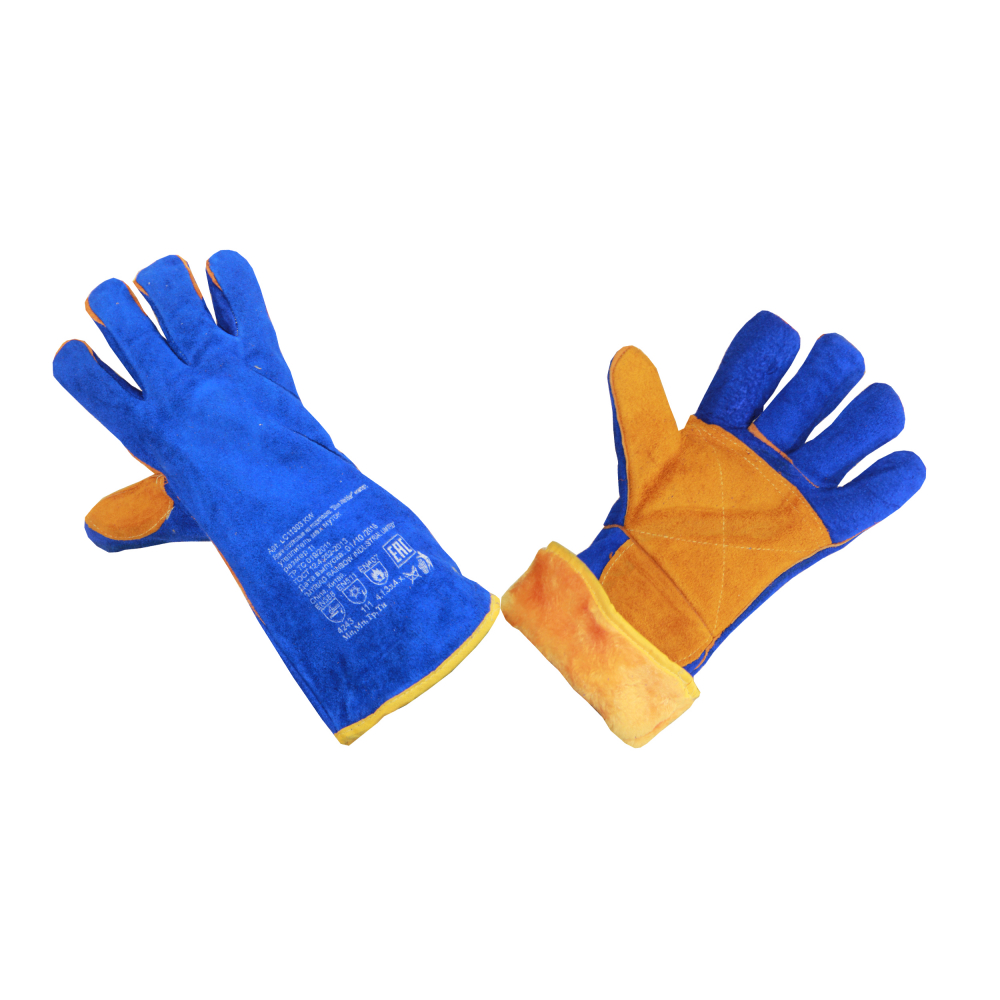 фото Спилковые утепленные перчатки-краги элит-профи сиберия, цвет синий, кевлар, а0210w c