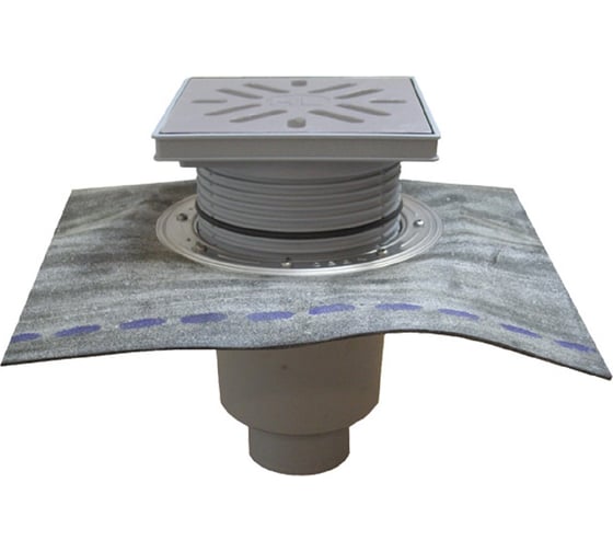 Изображение товара Дворовый трап HL вертикальный выпуск DN110, с полимербитумным полотном, с решеткой из нержавеющей стали, до 2.5 тонн HL 616HSW/1