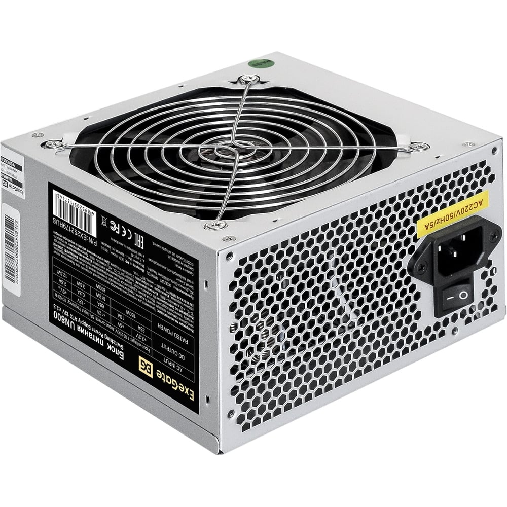 Изображение товара Блок питания ExeGate 800W UN800 ATX с вентилятором 120 мм и защитами
